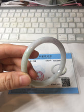 Load image into Gallery viewer, 53.5mm Certified type A 100% Natural light green purple yellow(FU LU SHOU) slim round cut Jadeite bangle PB183-9120
