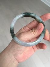 Load image into Gallery viewer, 58mm Certificated icy watery dark green/black/white seaweed jadeite jade bangle S82-7077
