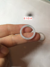 Load image into Gallery viewer, 100% natural type A white slim jadeite jade band ring BF53
