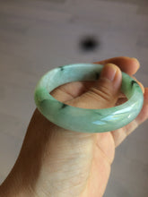 Load image into Gallery viewer, 48.5mm Certified Type A 100% Natural icy light green/white oval Jadeite Jade bangle K101-1696
