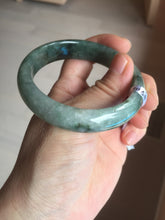 Load image into Gallery viewer, 54.5mm certified 100% natural dark green black jadeite jade bangle AS87-7064
