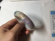 Load image into Gallery viewer, 50mm certified Type A 100% Natural light green purple yellow oval Jadeite Jade bangle BQ54-8192
