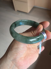 Load image into Gallery viewer, 54.5mm certified 100% natural dark green black jadeite jade bangle AS87-7064
