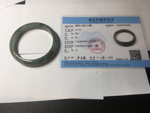 Load image into Gallery viewer, 54.5mm certified 100% natural dark green black gray jadeite jade bangle S81-7059
