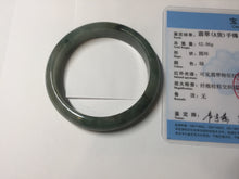 Load image into Gallery viewer, 54.5mm certified 100% natural dark green black gray jadeite jade bangle S81-7059
