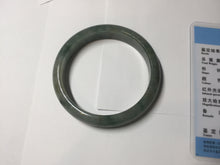 Load image into Gallery viewer, 54.5mm certified 100% natural dark green black gray jadeite jade bangle S81-7059
