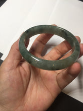 Load image into Gallery viewer, 54.5mm certified 100% natural dark green black gray jadeite jade bangle S81-7059
