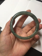 Load image into Gallery viewer, 54.5mm certified 100% natural dark green black gray jadeite jade bangle S81-7059
