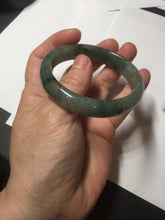 Load image into Gallery viewer, 54.5mm certified 100% natural dark green black gray jadeite jade bangle S81-7059
