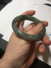 Load image into Gallery viewer, 54.5mm certified 100% natural dark green black gray jadeite jade bangle S81-7059
