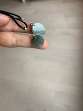 Load image into Gallery viewer, 100% natural  icy watery dark green/gray jadeite jade safe and sound couple pendant pair BG4
