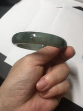 Load image into Gallery viewer, 54.5mm certified 100% natural dark green black gray jadeite jade bangle S81-7059
