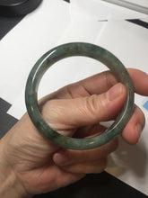 Load image into Gallery viewer, 54.5mm certified 100% natural dark green black gray jadeite jade bangle S81-7059
