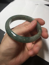 Load image into Gallery viewer, 54.5mm certified 100% natural dark green black gray jadeite jade bangle S81-7059
