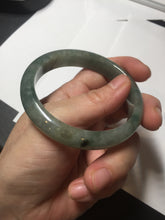 Load image into Gallery viewer, 54.5mm certified 100% natural dark green black gray jadeite jade bangle S81-7059
