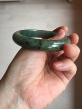 Load image into Gallery viewer, 56.8mm Certified 100% natural Type A oily dark green/ gray (老油青) jadeite jade bangle PC1-0375
