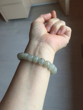 Load image into Gallery viewer, 9/10mm 100% Natural icy black sesame paste(冰芝麻糊青花) vintage style nephrite Jade bead bracelet group HN31
