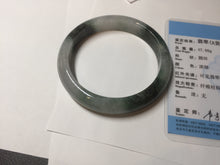 Load image into Gallery viewer, 58mm Certificated icy watery dark green/black/white seaweed jadeite jade bangle S82-7077
