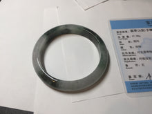 Load image into Gallery viewer, 58mm Certificated icy watery dark green/black/white seaweed jadeite jade bangle S82-7077
