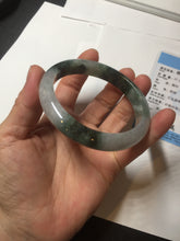 Load image into Gallery viewer, 58mm Certificated icy watery dark green/black/white seaweed jadeite jade bangle S82-7077
