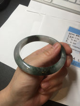 Load image into Gallery viewer, 58mm Certificated icy watery dark green/black/white seaweed jadeite jade bangle S82-7077
