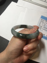 Load image into Gallery viewer, 58mm Certificated icy watery dark green/black/white seaweed jadeite jade bangle S82-7077
