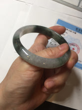 Load image into Gallery viewer, 58mm Certificated icy watery dark green/black/white seaweed jadeite jade bangle S82-7077
