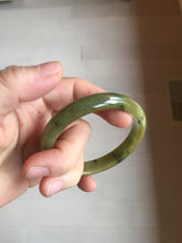 Load image into Gallery viewer, 53.2mm certified type A 100% Natural green/yellow with dark green floating flowers Jadeite Jade bangle PC104-9106
