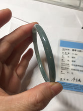 Load image into Gallery viewer, 55.5mm Certified Type A 100% Natural light green/blue/gray Guatemala slim round cut Jadeite bangle PD67-1481
