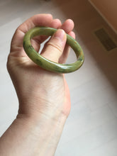 Load image into Gallery viewer, 53.2mm certified type A 100% Natural green/yellow with dark green floating flowers Jadeite Jade bangle PC104-9106
