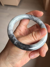 Load image into Gallery viewer, RESERVED! please don&#39;t order. Thank you. 55.5mm certified Type A 100% Natural black white light green (WuJi) chubby round cut Jadeite Jade bangle PB159-5845
