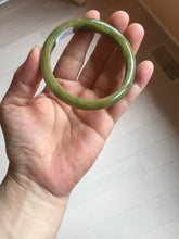 Load image into Gallery viewer, 53.2mm certified type A 100% Natural green/yellow with dark green floating flowers Jadeite Jade bangle PC104-9106
