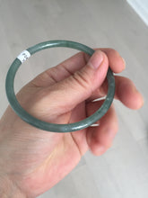 Load image into Gallery viewer, 60.5mm Certified Type A 100% Natural icy watery dark green/blue/gray/black slim round cut Guatemala Jadeite bangle BP28-7048
