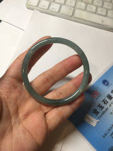 Load image into Gallery viewer, 55.5mm Certified Type A 100% Natural light green/blue/gray Guatemala slim round cut Jadeite bangle PD68-1470
