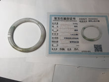 Load image into Gallery viewer, 55.5 mm Certified type A 100% Natural light  green brown white slim round cut Jadeite bangle GL28-12-9451
