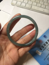 Load image into Gallery viewer, 55.5mm Certified Type A 100% Natural light green/blue/gray Guatemala slim round cut Jadeite bangle PD68-1470
