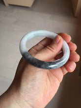 Load image into Gallery viewer, 51.5mm certified Type A 100% Natural black white light green (WuJi) Half Mountain, Half Water(半山半水) Jadeite Jade bangle PB158-5849
