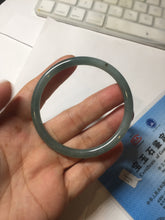 Load image into Gallery viewer, 55.5mm Certified Type A 100% Natural light green/blue/gray Guatemala slim round cut Jadeite bangle PD68-1470
