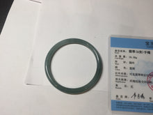 Load image into Gallery viewer, 55.5mm Certified Type A 100% Natural light green/blue/gray Guatemala slim round cut Jadeite bangle PD68-1470
