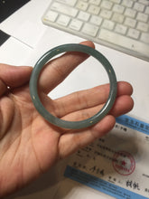 Load image into Gallery viewer, 55.5mm Certified Type A 100% Natural light green/blue/gray Guatemala slim round cut Jadeite bangle PD68-1470
