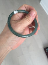 Load image into Gallery viewer, 56.2mm Certified Type A 100% Natural icy watery dark green/blue/gray/black slim round cut Guatemala Jadeite bangle BP30-7049
