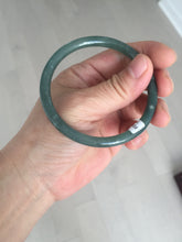 Load image into Gallery viewer, 56.2mm Certified Type A 100% Natural icy watery dark green/blue/gray/black slim round cut Guatemala Jadeite bangle BP30-7049
