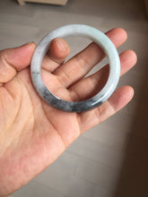 Load image into Gallery viewer, 51.5mm certified Type A 100% Natural black white light green (WuJi) Half Mountain, Half Water(半山半水) Jadeite Jade bangle PB158-5849
