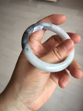 Load image into Gallery viewer, 51.5mm certified Type A 100% Natural black white light green (WuJi) Half Mountain, Half Water(半山半水) Jadeite Jade bangle PB158-5849
