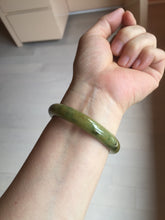 Load image into Gallery viewer, 53.2mm certified type A 100% Natural green/yellow with dark green floating flowers Jadeite Jade bangle PC104-9106
