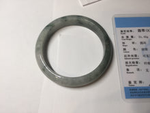 Load image into Gallery viewer, 59mm Certified Type A 100% Natural green gray with green floating flowers Jadeite Jade bangle S85-7054
