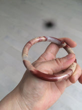 Load image into Gallery viewer, 60.5mm 100% natural red/pink slim round cut red jasper stone bangle XY87
