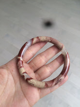 Load image into Gallery viewer, 60.5mm 100% natural red/pink slim round cut red jasper stone bangle XY87
