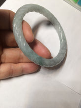 Load image into Gallery viewer, 57.7mm Certified 100% Natural type A green/gary vintage twist style Jadeite Jade bangle AY46-7708
