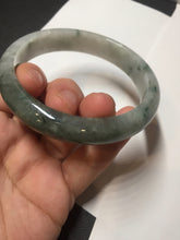 Load image into Gallery viewer, 59mm Certified Type A 100% Natural green gray with green floating flowers Jadeite Jade bangle S85-7054
